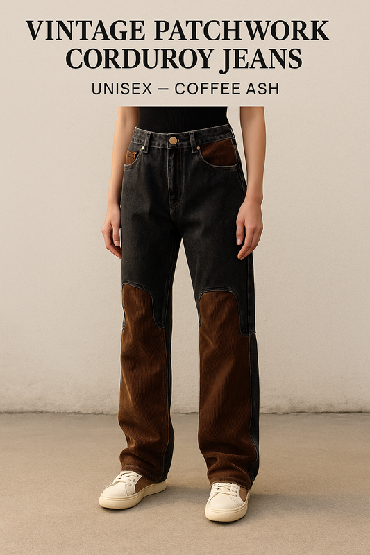 Jeans Patchwork Vintage Unisex – Denim Scuro & Corda Marrone